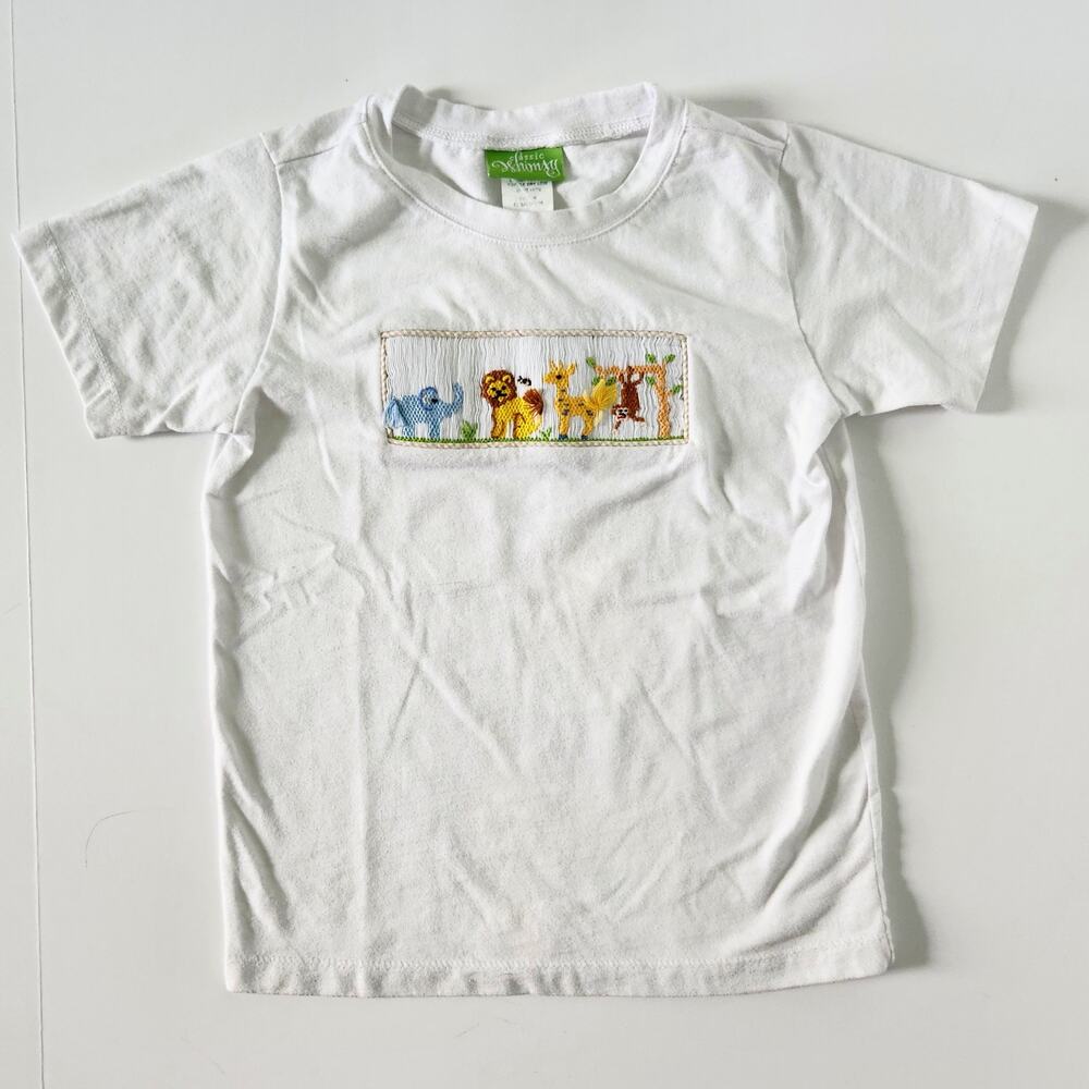 🦁Classic Whimsy Toddler Jungle Animal Smocked Tee Kids Size 5 - Picture 4 of 9